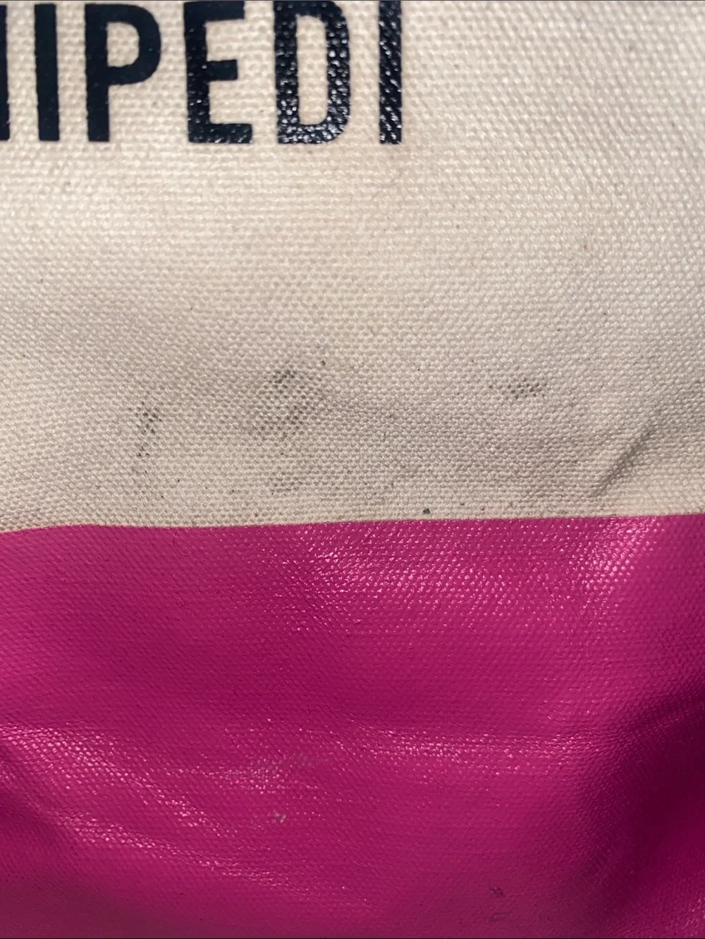 kate spade Cream and Bright Pink Canvas Tote with Slogan